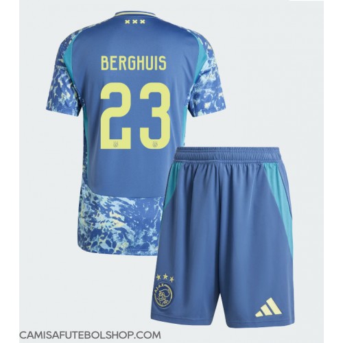 Camisa de time de futebol Ajax Steven Berghuis #23 Replicas 2º Equipamento Infantil 2024-25 Manga Curta (+ Calças curtas)